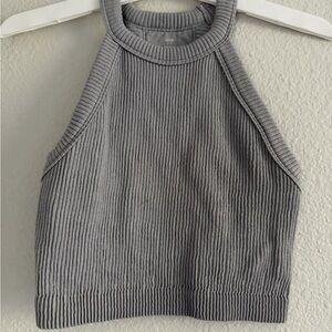 Aerie Charcoal Ribbed Crop Top